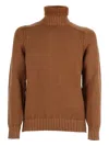 Circolo 1901 Ribbed Turtleneck Wool Sweater In Earthy Brown In Multi