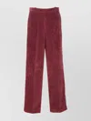 Circolo 1901 High-waisted Wide-leg Pants In Textured Burgundy Corduroy In Burgundy