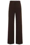 Circolo 1901 High-waisted Straight Leg Pants With Button-down Back Pocket In Brown