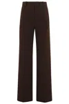 Circolo 1901 High-waisted Straight Leg Pants With Button-down Back Pocket In Brown