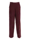 Circolo 1901 High-waisted Wide-leg Pants In Textured Burgundy Corduroy In Burgundy