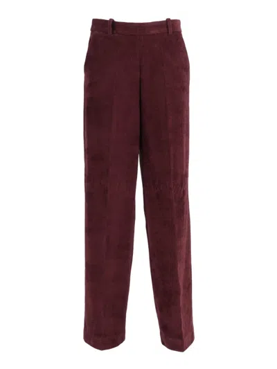 CIRCOLO 1901 HIGH-WAISTED WIDE-LEG PANTS IN TEXTURED BURGUNDY CORDUROY