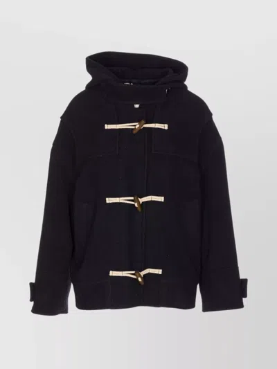 CIRCOLO 1901 HOODED WOOL BLEND JACKET AND POCKETS