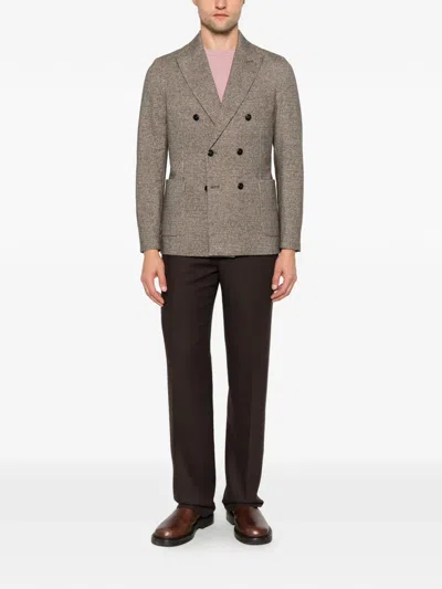 Circolo 1901 Houndstooth Double-breasted Blazer In Brown