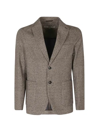 Circolo 1901 Houndstooth-pattern Single-breasted Blazer In Brown