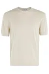Circolo 1901 Ivory Crew Neck Cotton Sweater With Short Sleeves In Neutral