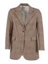 Circolo 1901 Brown Plaid Tailored Blazer With Notch Lapels In Brown