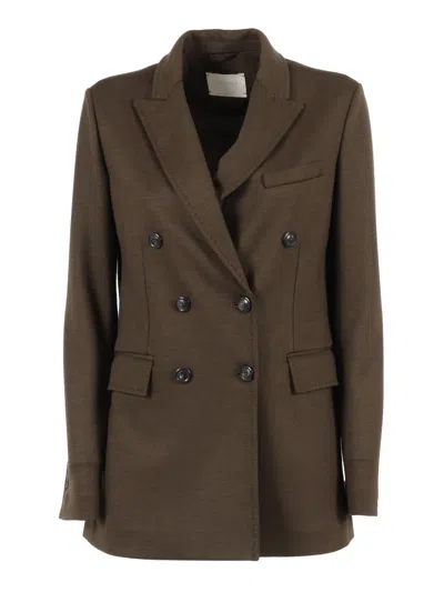 Circolo 1901 Double-breasted Jacket With Notched Lapel And Tailored Silhouette In Green