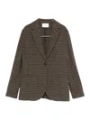 Circolo 1901 Brown Checkered Tailored Jacket In Wool-cashmere Blend In Gray