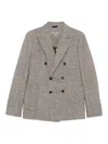 Circolo 1901 Double-breasted Herringbone Jacket With Tailored Fit In Gray