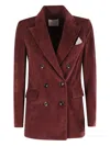 Circolo 1901 Double-breasted Corduroy Jacket With Flap Pockets In Red