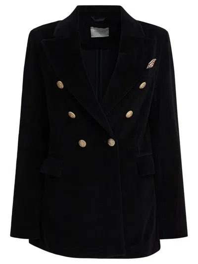 Circolo 1901 Cotton Double-breasted Jacket In Black