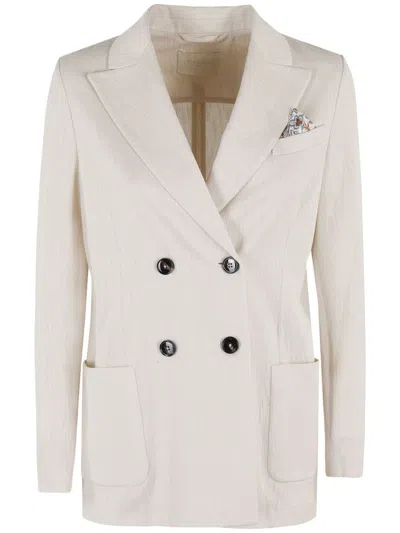 CIRCOLO 1901 CIRCOLO 1901 BEIGE COTTON DOUBLE BREASTED BLAZER