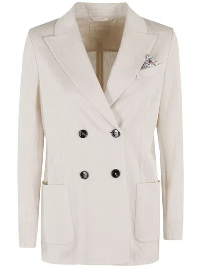 CIRCOLO 1901 CIRCOLO 1901 BEIGE COTTON DOUBLE BREASTED BLAZER