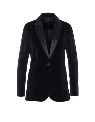 Circolo 1901 Velvet V-neckline Jacket Long Sleeves In Black