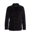 Circolo 1901 Double-breasted Suede Jacket Front Pockets In Blue