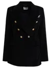 Circolo 1901 Double-breasted Cotton Jacket Featuring Pockets In Black