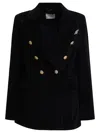 Circolo 1901 Double-breasted Velvet Jacket Featuring Pockets In Black