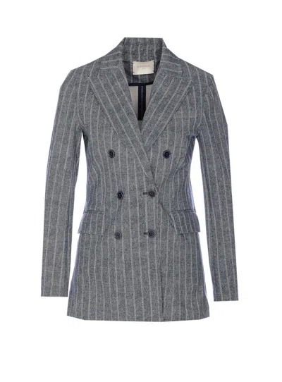 Circolo 1901 Pinstripe-pattern Double-breasted Blazer In Blue