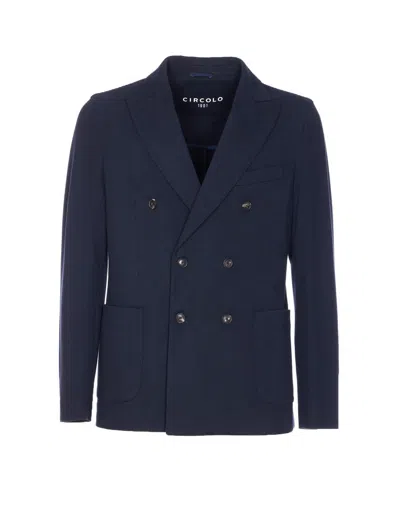 Circolo 1901 Double Breasted V-neck Jacket Pockets In Blue