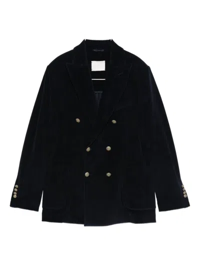 CIRCOLO 1901 CIRCOLO 1901 BLUE CORDUROY DOUBLE-BREASTED BLAZER