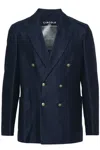 Circolo 1901 Double-breasted Twill Blazer In Blu Blu E Verdi
