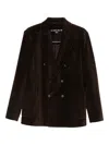 Circolo 1901 Double-breasted Corduroy Jacket With Notch Lapel In Brown