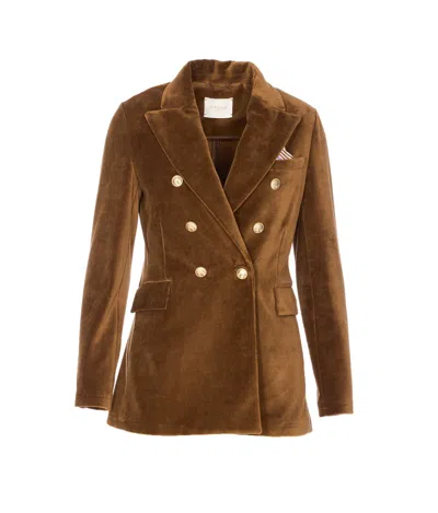 Circolo 1901 Suede Velvet Double-breasted Jacket In Multi
