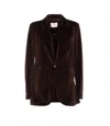 Circolo 1901 Velvet Effect V-neckline Jacket In Brown