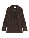 Circolo 1901 Checked Double-breasted Blazer In Brown