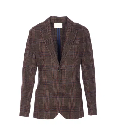 Circolo 1901 Long Sleeve V-neck Jacket Featuring Pockets In Brown