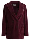 Circolo 1901 Bordeaux Corduroy Jacket With Double-breasted Front In Burgundy
