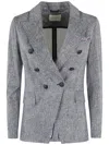 Circolo 1901 Double-breasted Cotton Jacket With American Rear Vent In Gray