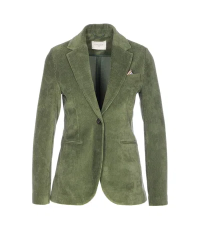Circolo 1901 Long Sleeve Single Breasted Jacket With Pocket In Green