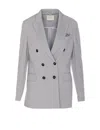 Circolo 1901 Double-breasted Cotton Jacket With American Rear Vent In Grey