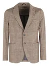 Circolo 1901 Check Patterned Blazer In Bark With Tailored Fit In Multi