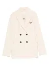 Circolo 1901 Double-breasted Beige Jacket With Notch Lapels In White