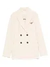 Circolo 1901 Double-breasted Beige Jacket With Notch Lapels In White