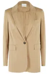 Circolo 1901 Chocolate Brown Double-breasted Floral Jacket With Dart Detailing For Women In Brown