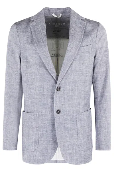 Circolo 1901 Jersey Piquet Textured Jacket With Notch Lapel In Blue