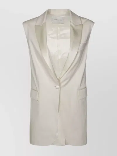Circolo 1901 Lapel Flap Pockets Satin Sleeveless Jacket In Gray