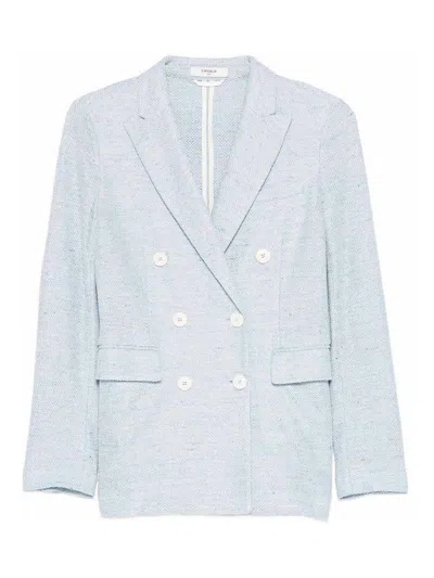 Circolo 1901 Light Blue Double-breasted Linen Blazer