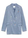 Circolo 1901 Linen And Cotton Double-breasted Jacket In Blue
