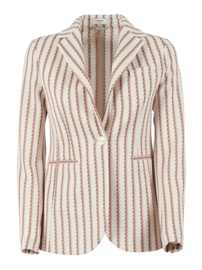 Circolo 1901 Long Textured Stripe Slim Jacket In Multi