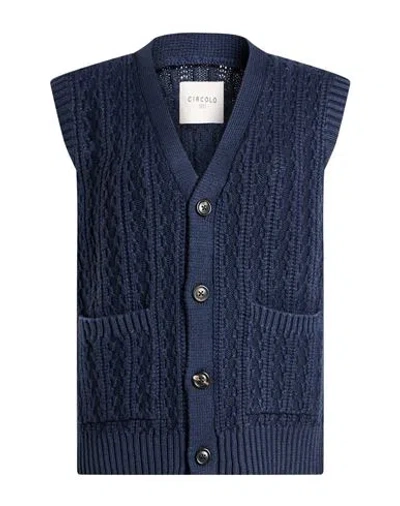 Circolo 1901 Man Cardigan Navy Size M Merino Wool In Blue