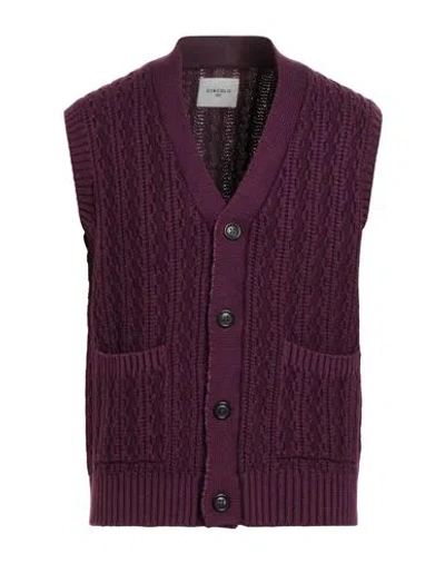 Circolo 1901 Man Cardigan Plum Size L Merino Wool In Purple