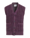 Circolo 1901 Man Cardigan Plum Size L Virgin Wool In Purple