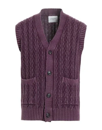 Circolo 1901 Man Cardigan Plum Size L Virgin Wool In Purple
