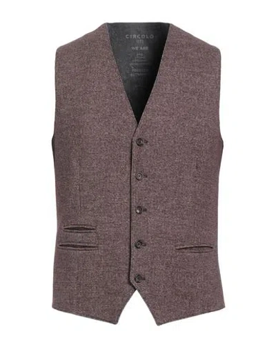 Circolo 1901 Man Tailored Vest Dark Brown Size 44 Cotton, Elastane