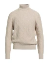 Circolo 1901 Man Turtleneck Beige Size M Virgin Wool